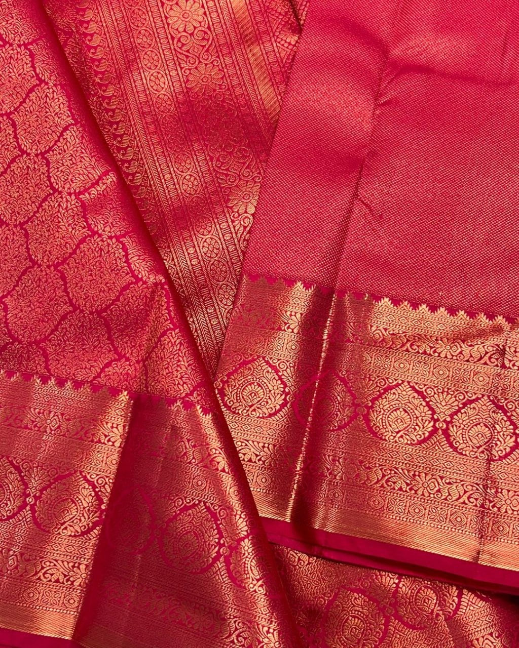 Royal Red Banarasi Soft Silk Saree with Intricate Gold Zari