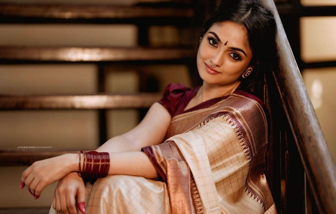 Elegant Cream & Copper Kanjivaram Silk Saree with Rich Zari Border