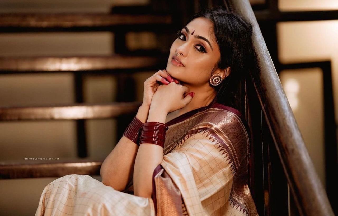Elegant Cream & Copper Kanjivaram Silk Saree with Rich Zari Border