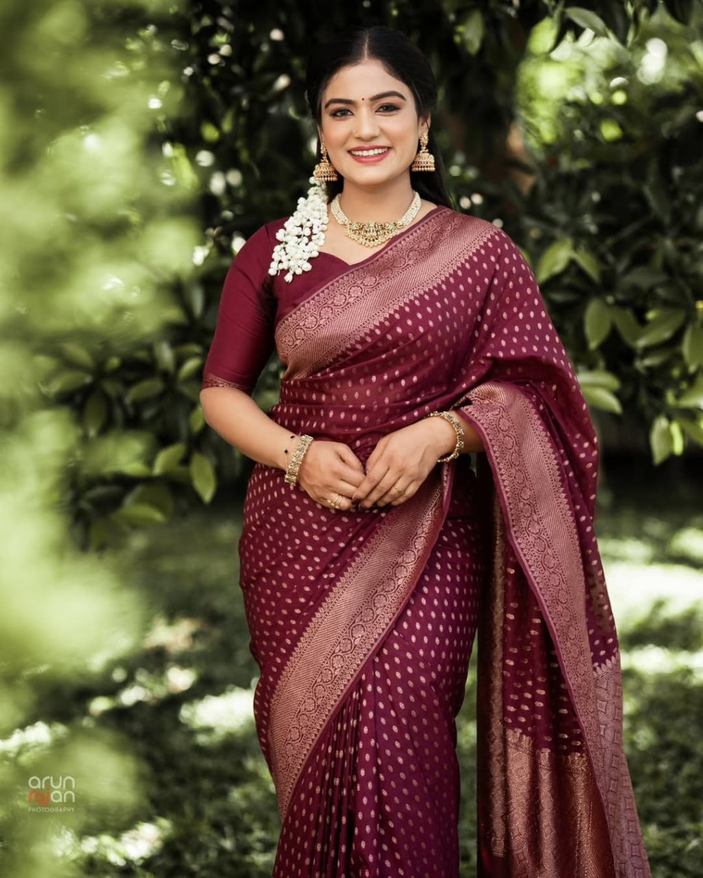 Wine Banarasi Silk Saree with Antique Zari Buti and Rich Paisley Border