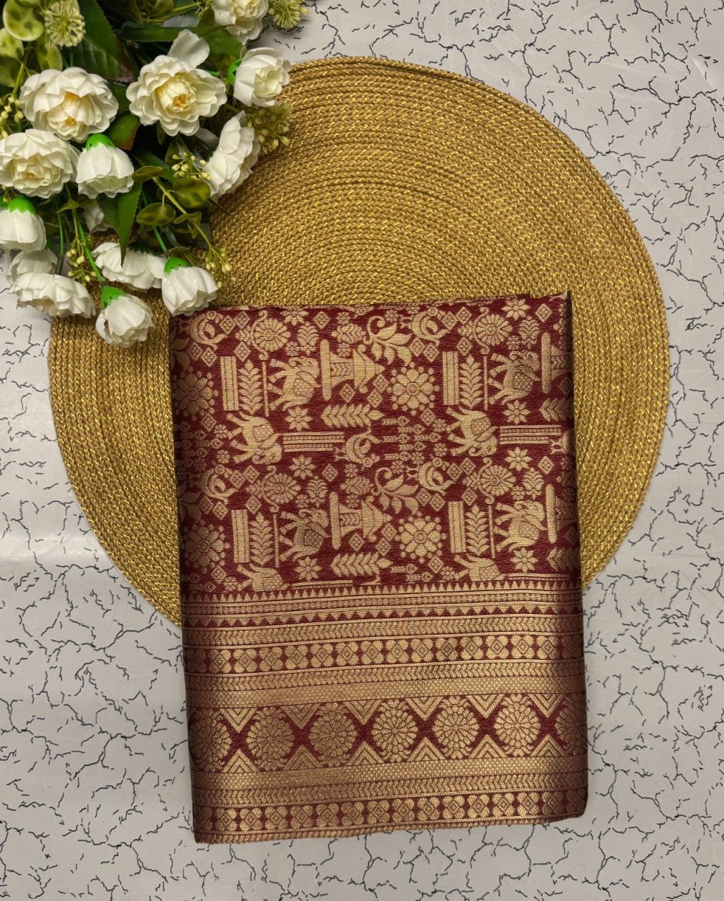 Regal Maroon & Gold Banarasi Silk Saree