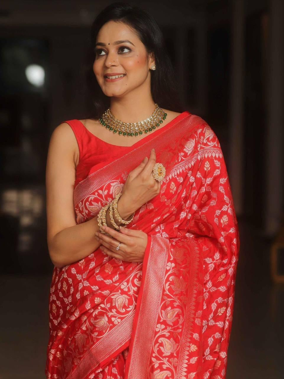Banarasi Silk Saree with Golden Zari Weave