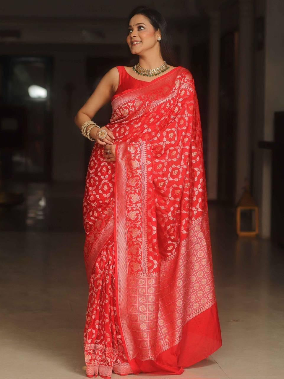 Banarasi Silk Saree with Golden Zari Weave