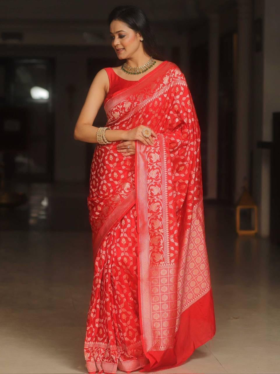 Banarasi Silk Saree with Golden Zari Weave