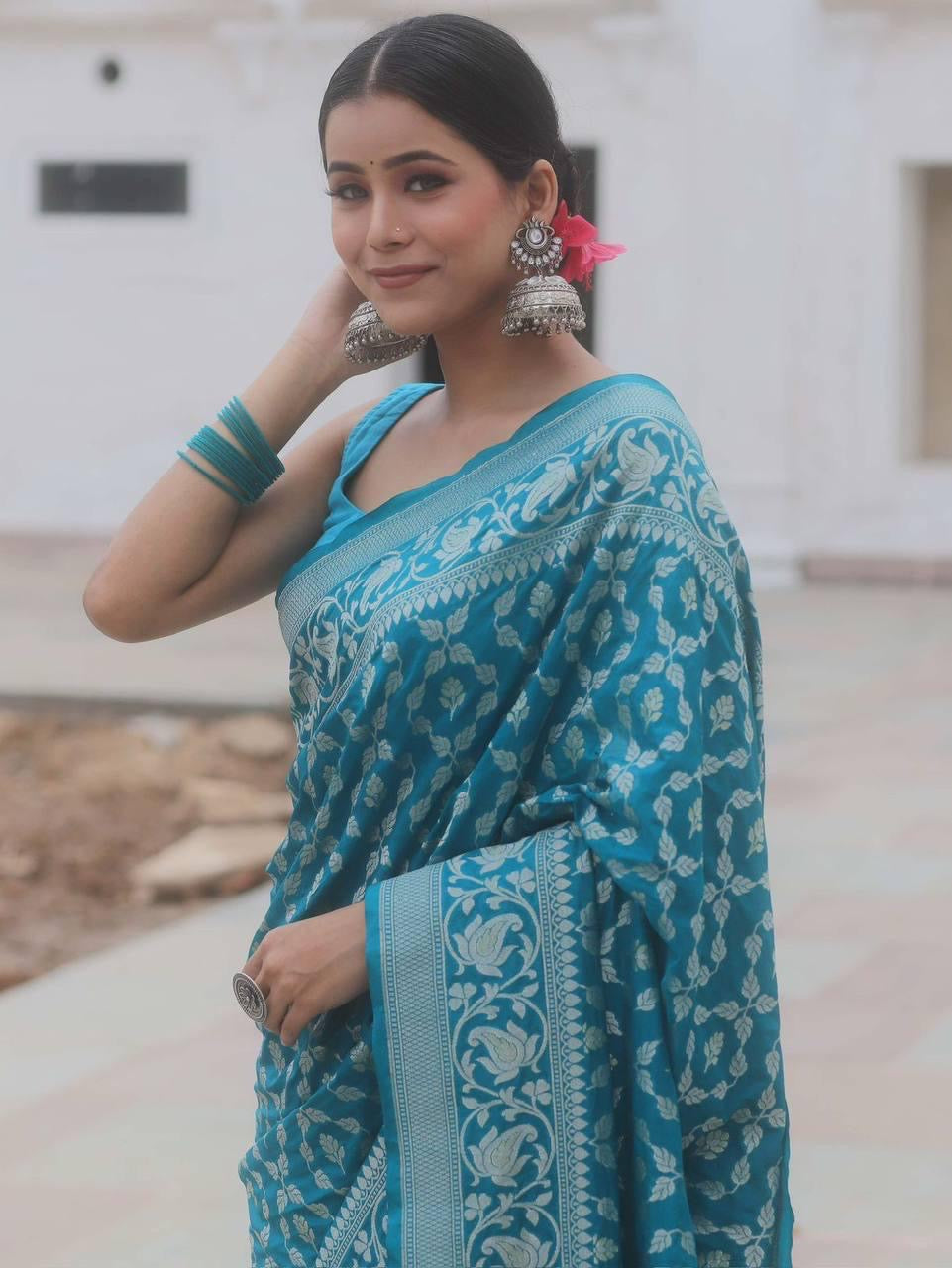 Banarasi Silk Saree with Golden Zari Weave
