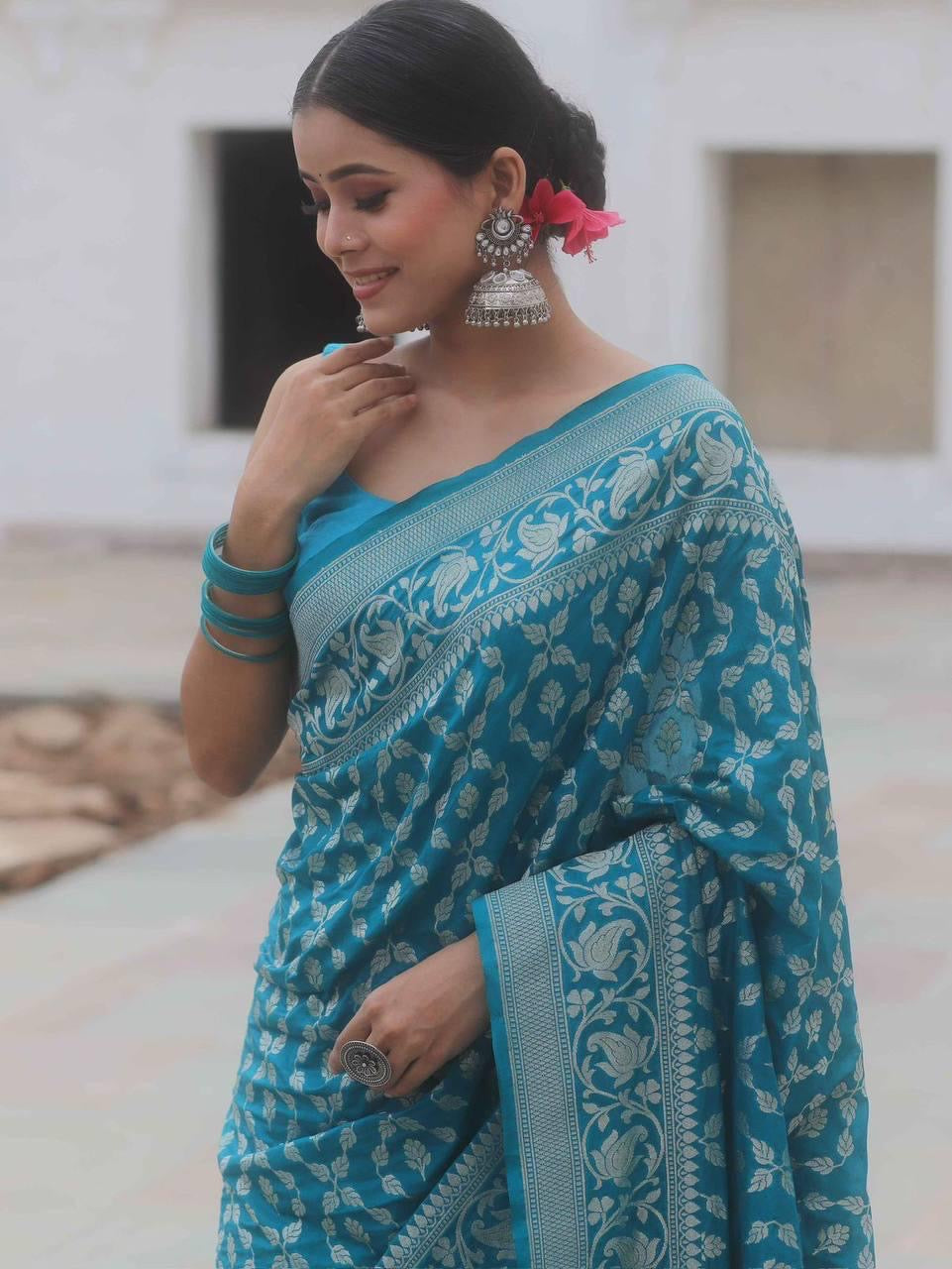 Banarasi Silk Saree with Golden Zari Weave