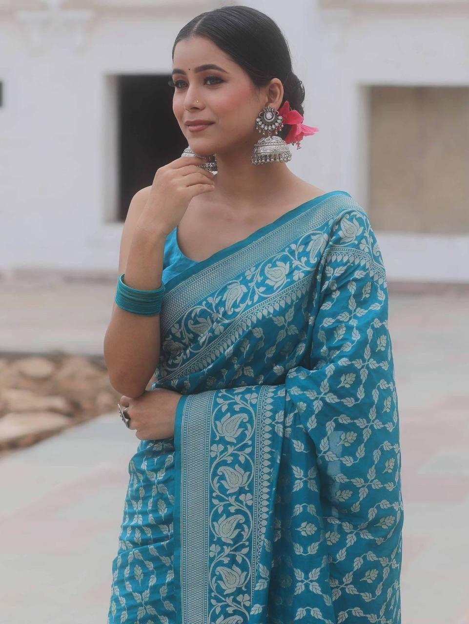 Banarasi Silk Saree with Golden Zari Weave
