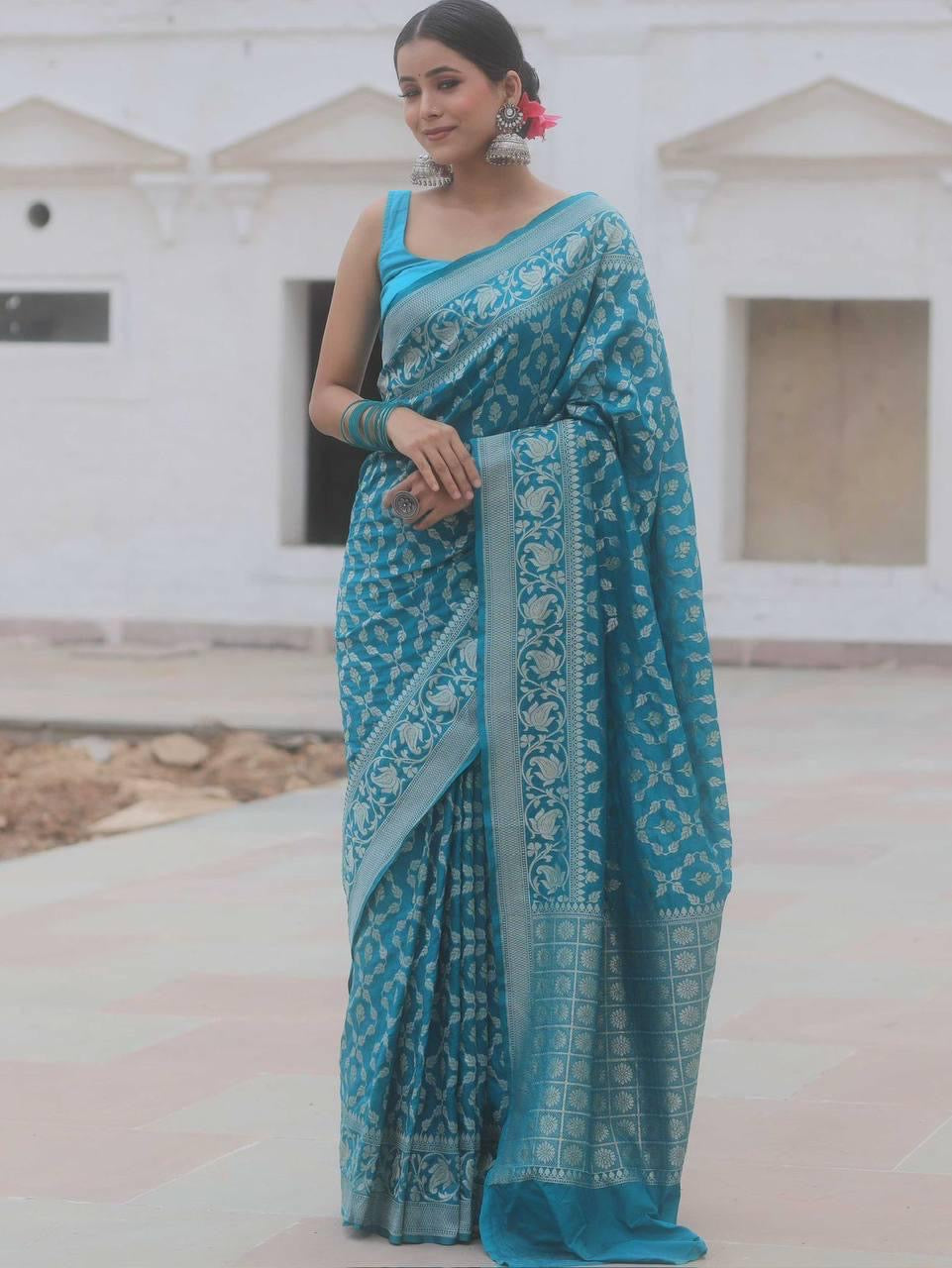 Banarasi Silk Saree with Golden Zari Weave