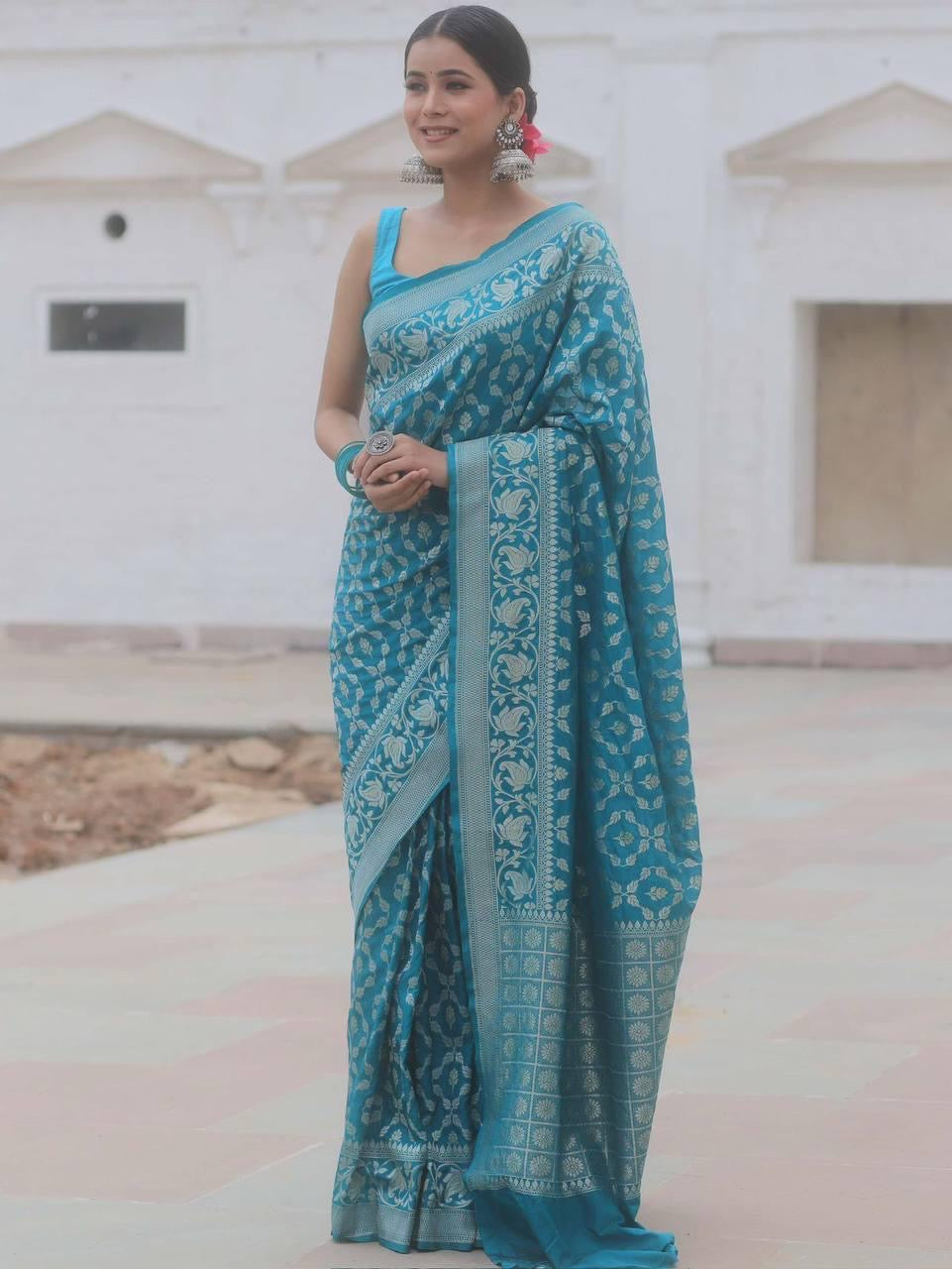 Banarasi Silk Saree with Golden Zari Weave