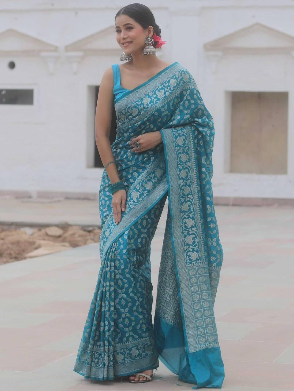 Banarasi Silk Saree with Golden Zari Weave
