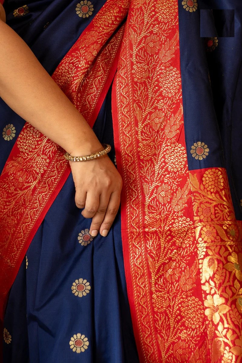 Traditional Kanjivaram Silk Saree with Rich Zari Border and Floral Motifs