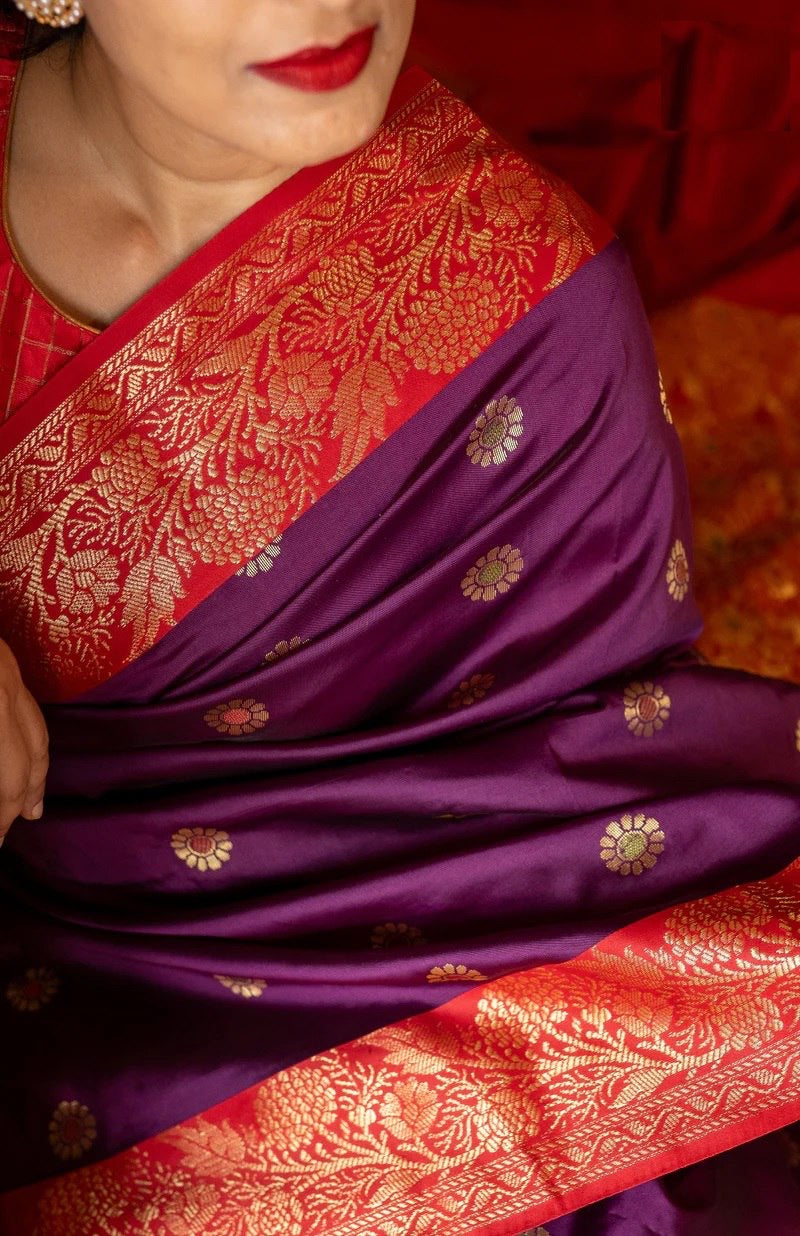 Traditional Kanjivaram Silk Saree with Rich Zari Border and Floral Motifs