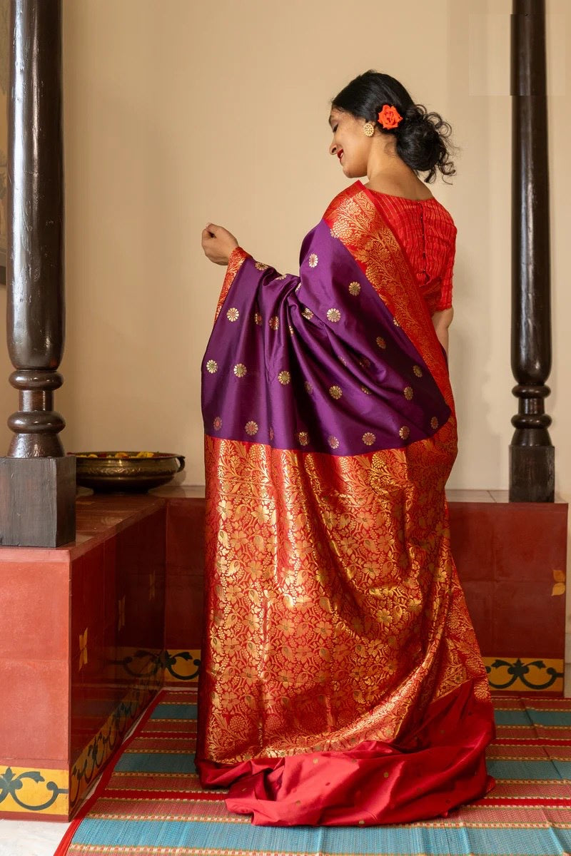 Traditional Kanjivaram Silk Saree with Rich Zari Border and Floral Motifs