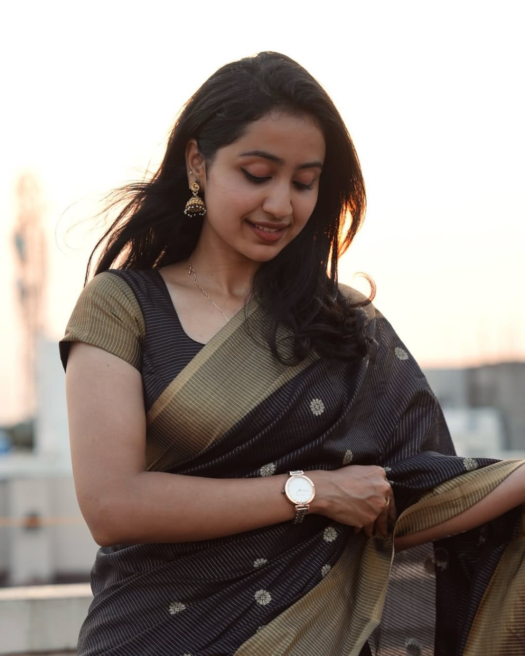 Banarasi Soft Silk Saree – Black Gold Elegance