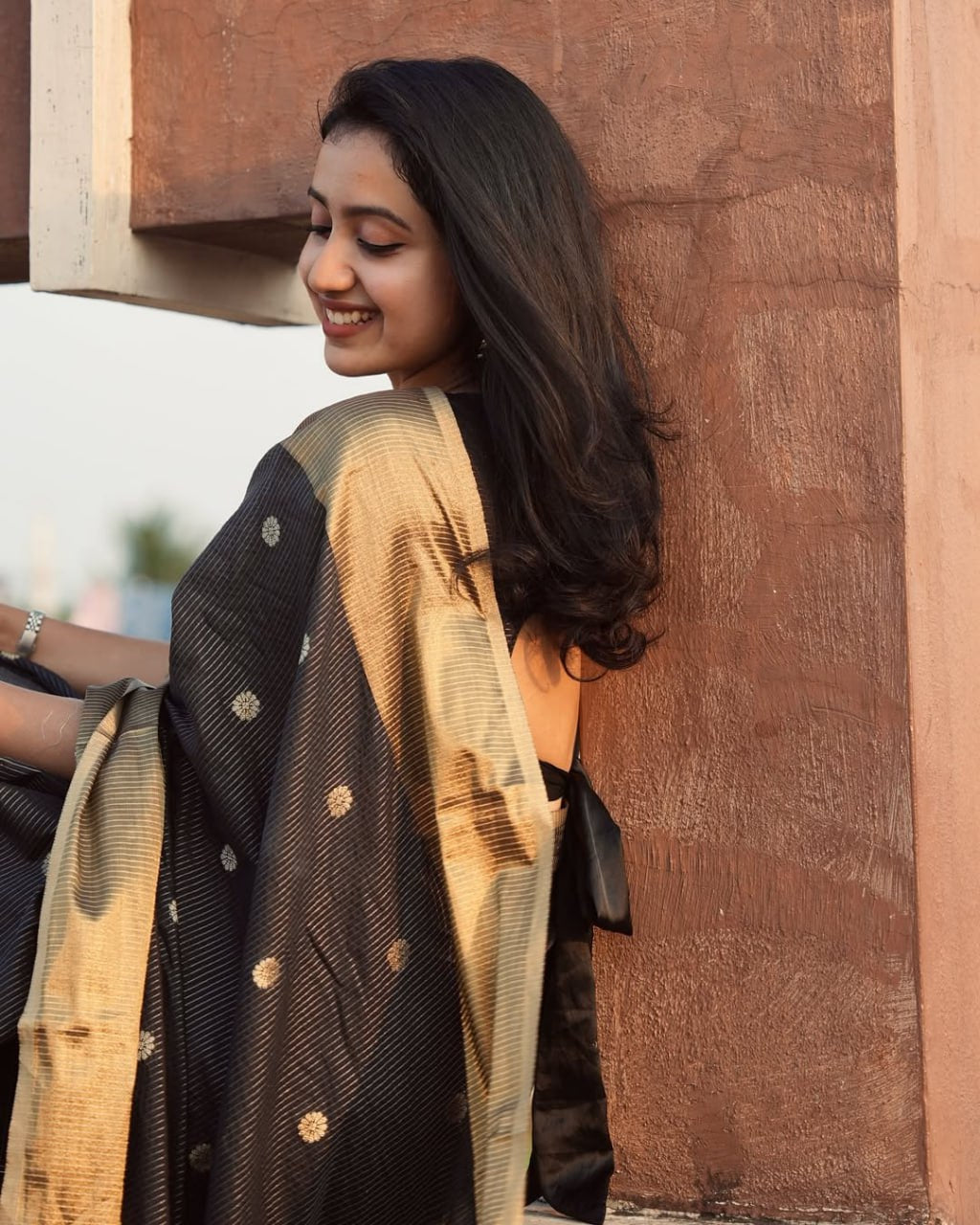 Banarasi Soft Silk Saree – Black Gold Elegance