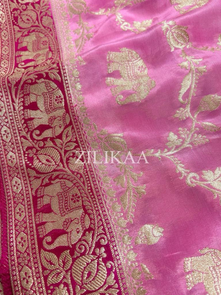 Premium Banarasi Soft Silk Saree – Festive Elephant Zari Design