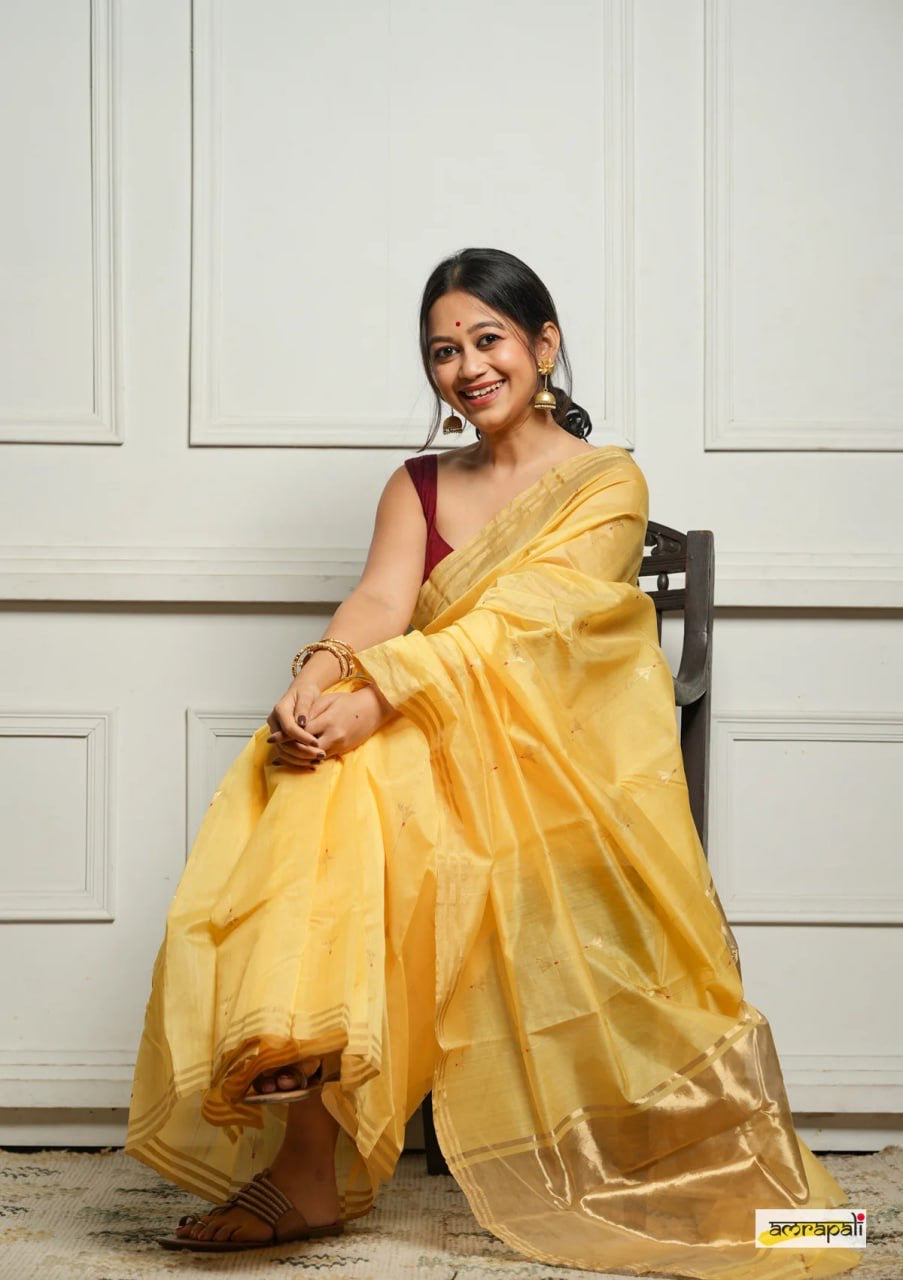 "Elegant Silk Saree with Zari Border and Minimal Embroidery
