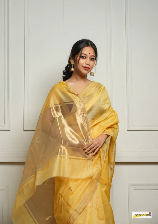 "Elegant Silk Saree with Zari Border and Minimal Embroidery