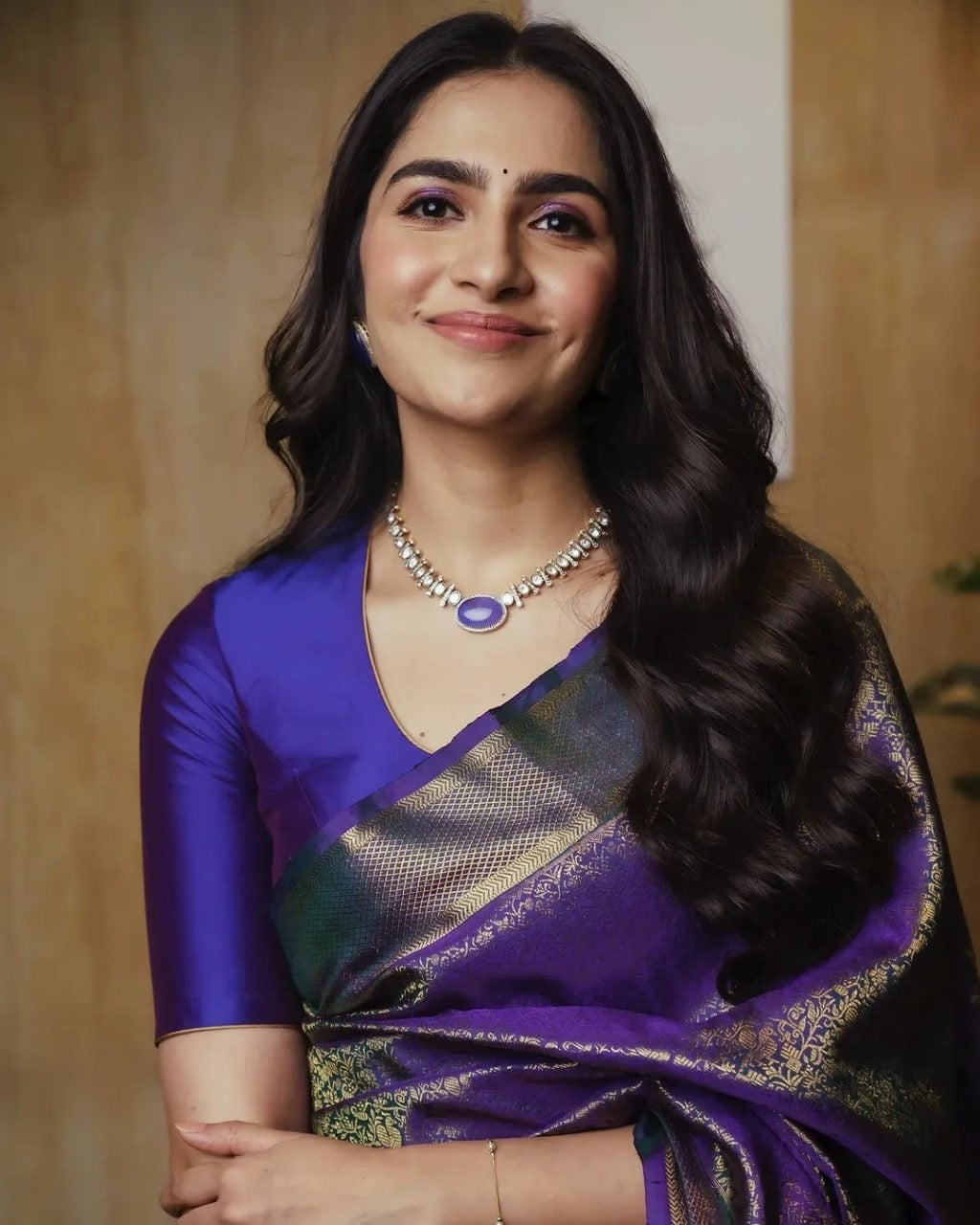 Majestic Purple Banarasi Soft Silk Saree with Elegant Gold Zari