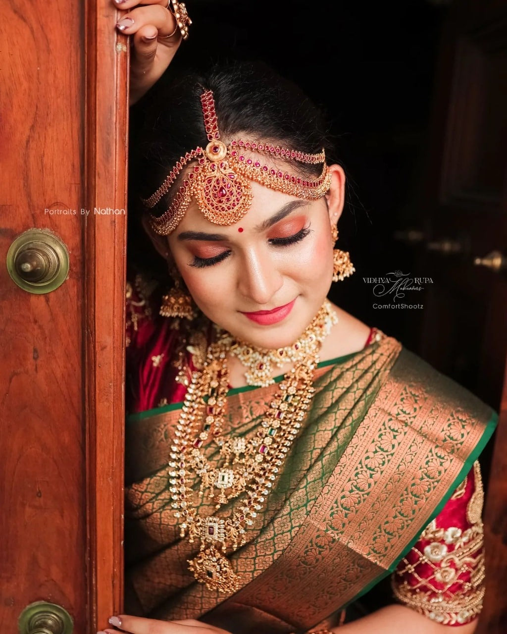 Emerald Green Kanjivaram Silk Saree with Antique Gold Zari Work