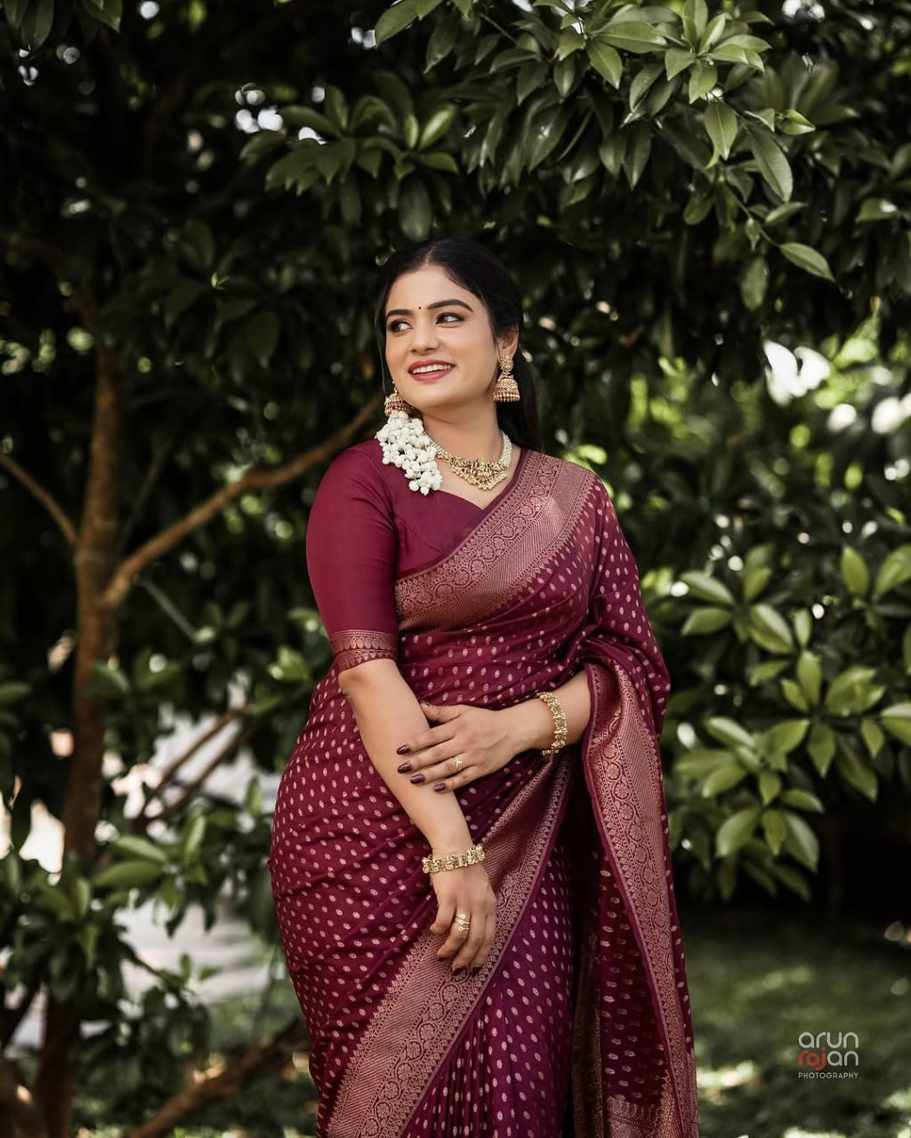 Wine Banarasi Silk Saree with Antique Zari Buti and Rich Paisley Border