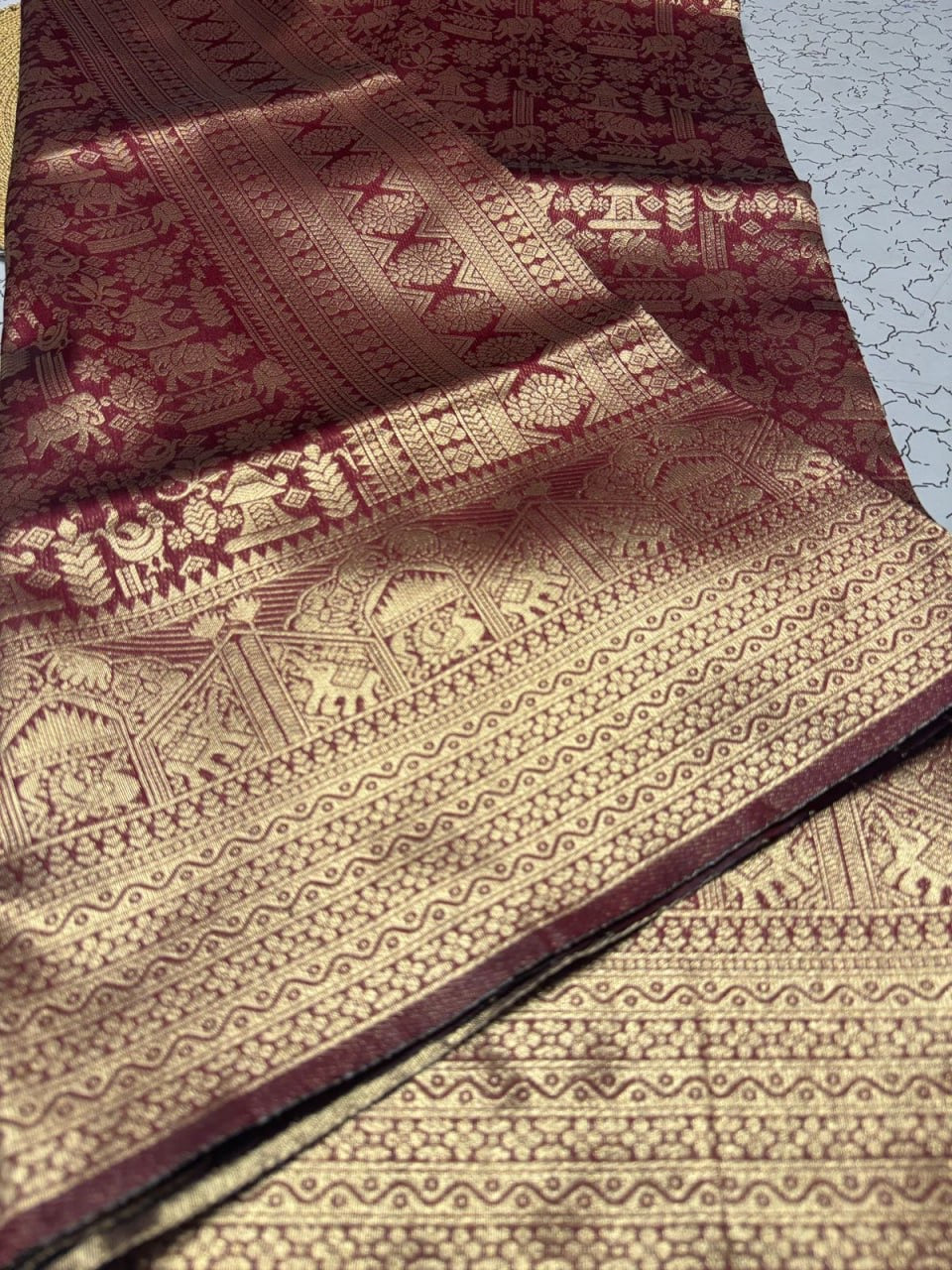 Regal Maroon & Gold Banarasi Silk Saree