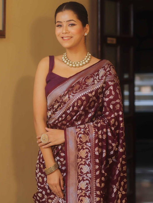 Banarasi Silk Saree with Golden Zari Weave