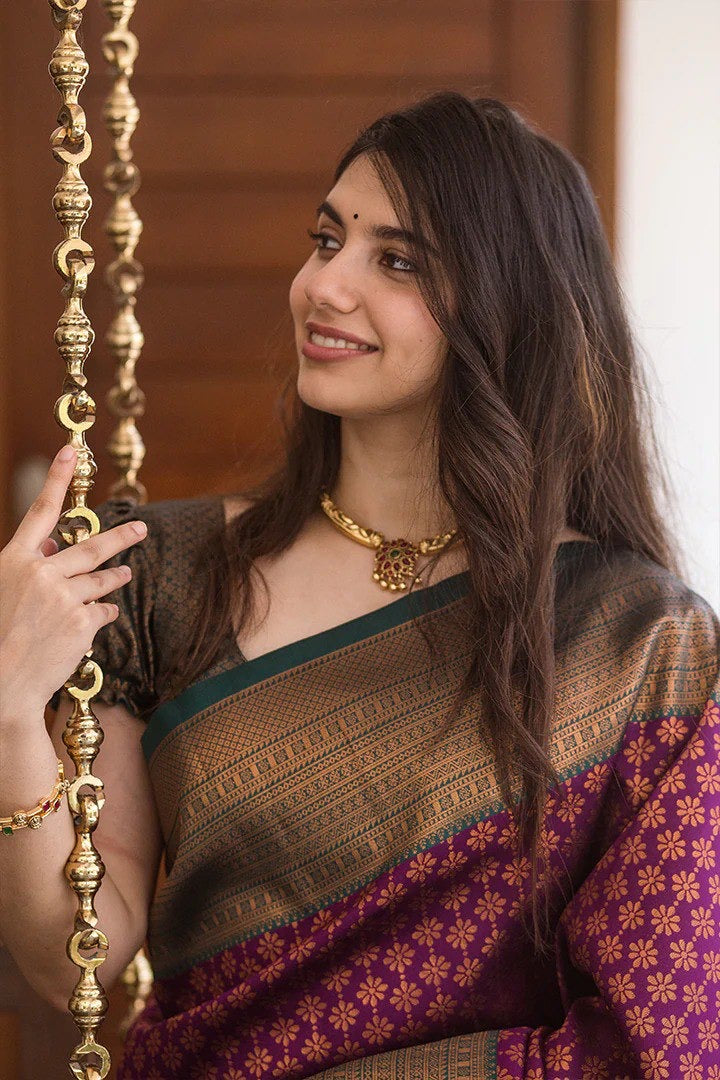 Timeless Banarasi Silk Saree Duo – Maroon Elegance & Fiery Orange Charm