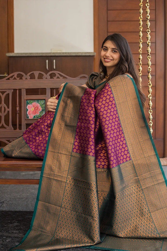 Timeless Banarasi Silk Saree Duo – Maroon Elegance & Fiery Orange Charm