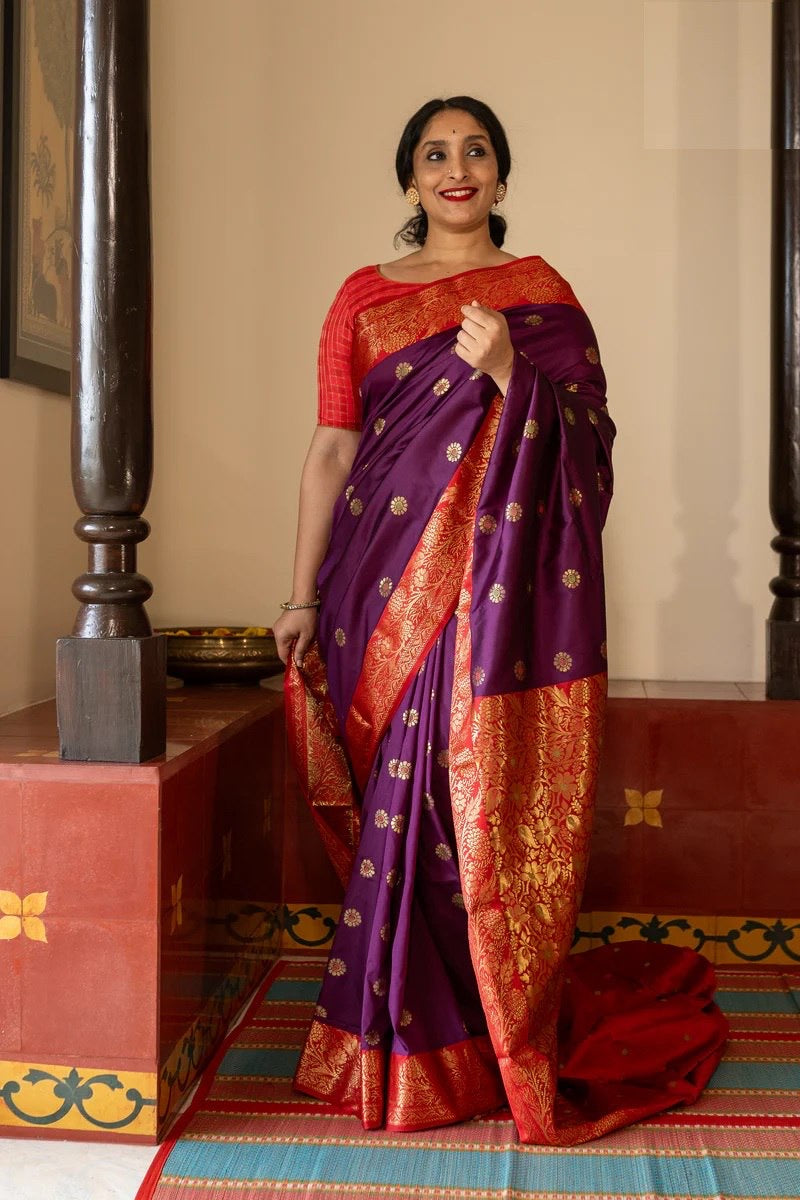 Traditional Kanjivaram Silk Saree with Rich Zari Border and Floral Motifs