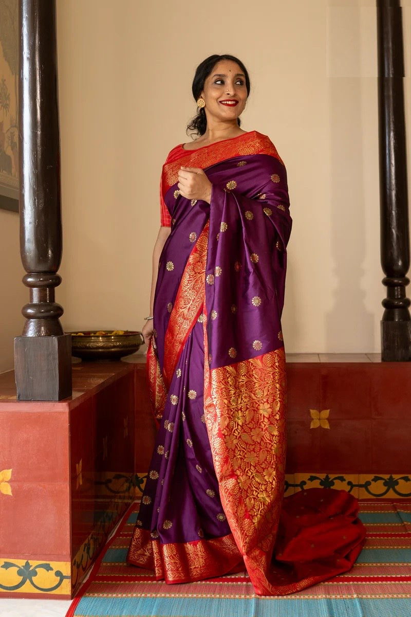 Traditional Kanjivaram Silk Saree with Rich Zari Border and Floral Motifs