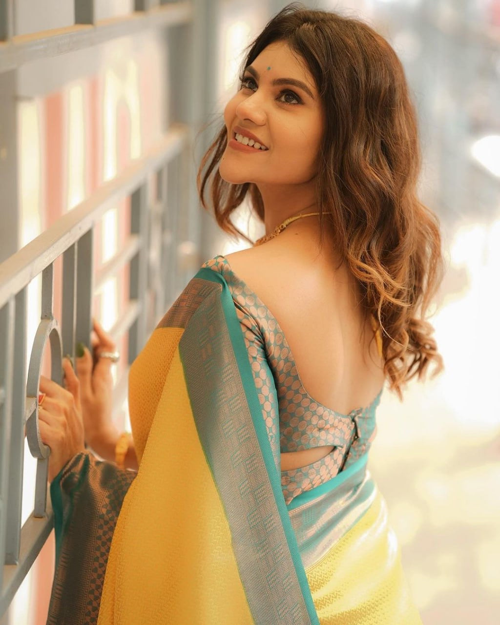 Elegant Yellow Silk Saree with Teal & Grey Zari Border – Traditional Festive Wear