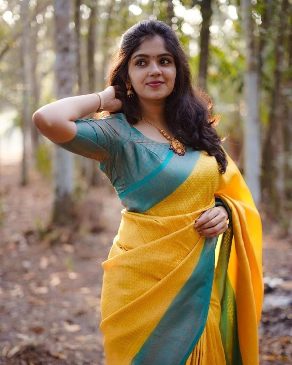 Elegant Yellow Silk Saree with Teal & Grey Zari Border – Traditional Festive Wear