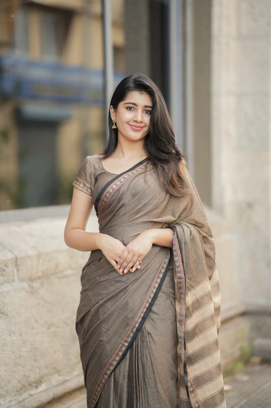 Shraddha Beige Narayanapet Pure Cotton saree
