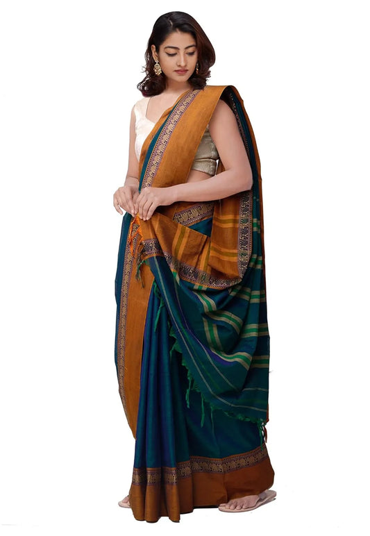 Pure Handloom Narayanpet Cotton Saree With Blouse Piece And